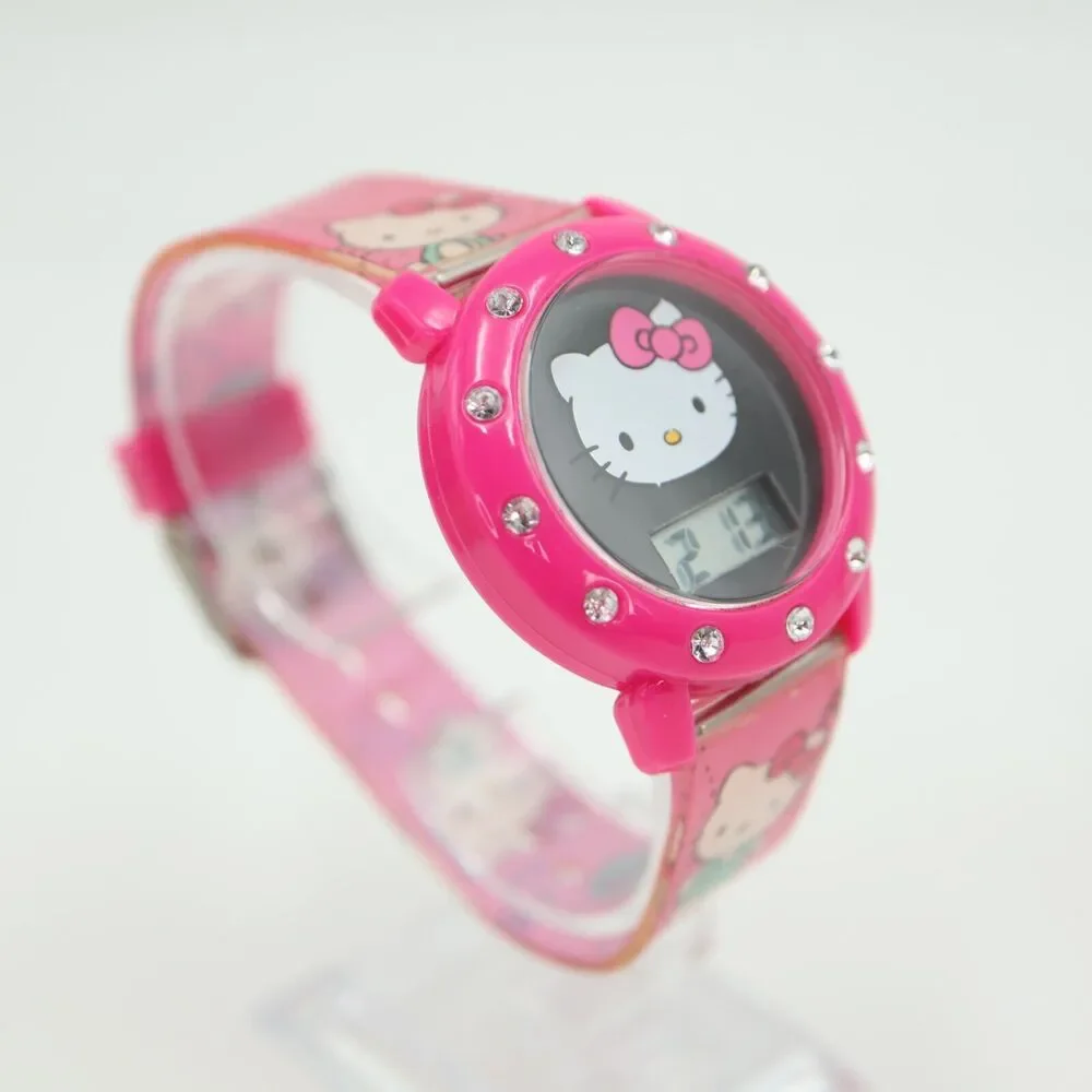 2 Hello Kitty Digital Watches Pair Sanrio Kids Pink Hearts with New Batteries